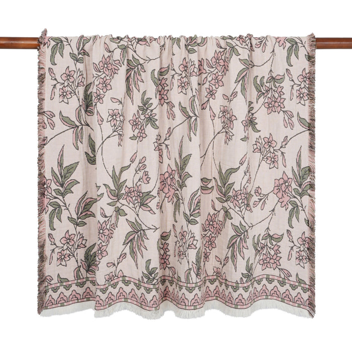 Jacquard Garden Cotton Throw 130x170cm Blossom
