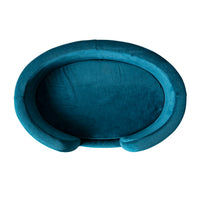 Oval Velvet Pet Bed Teal Blue 64x63x24cm