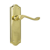 1074 Door Lever Henley Latch Pair Polished Brass H180xW50xP58mm