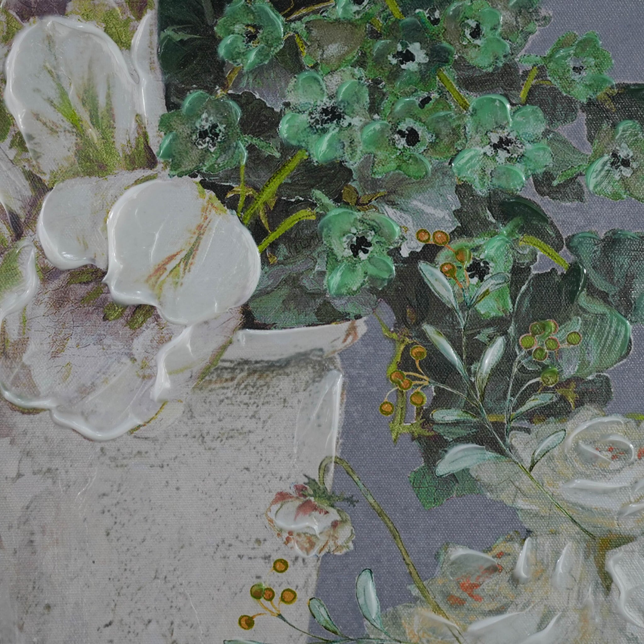 Galleries Porcelain Petals Framed Textured Print 120x60cm