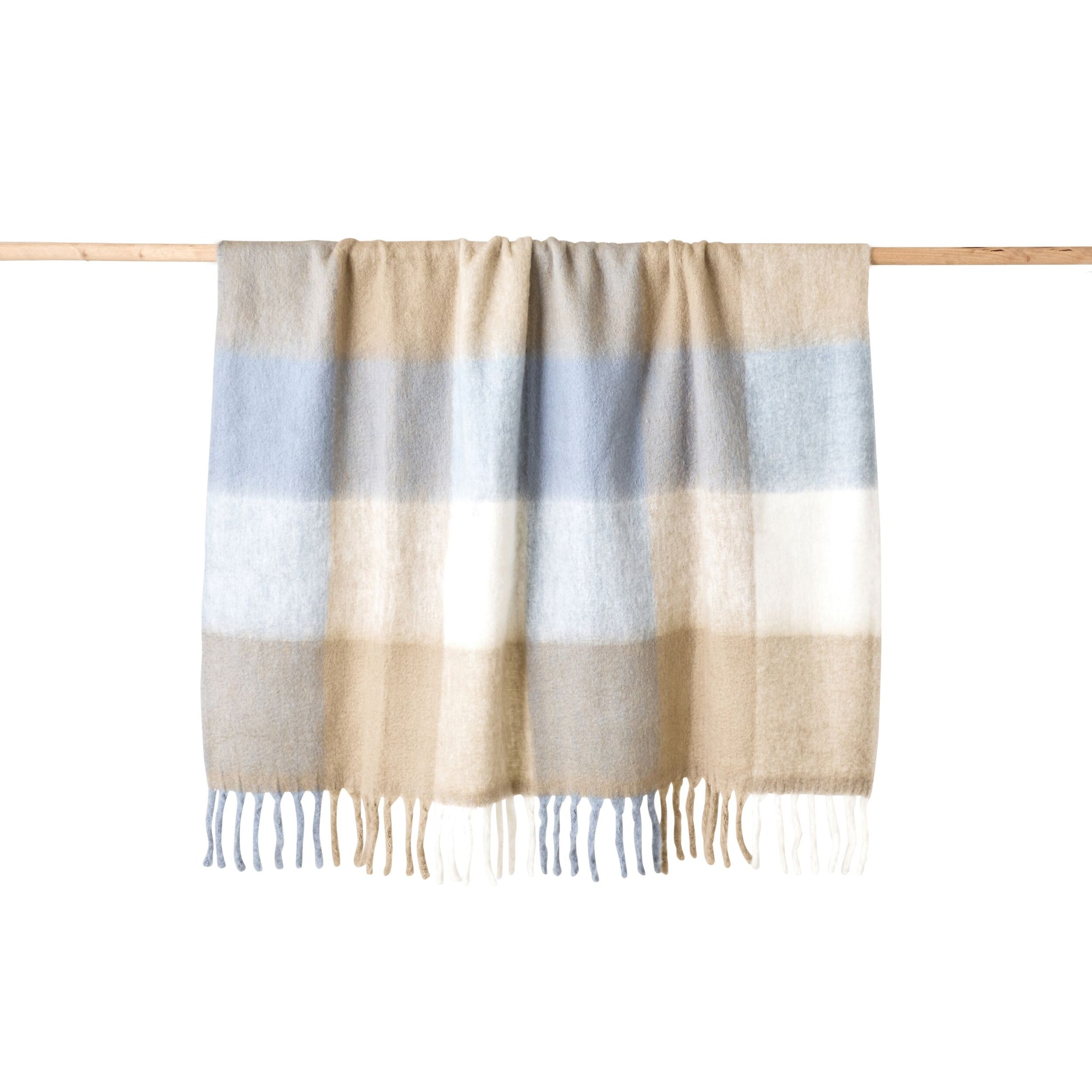 Hunter Wool Blend Throw Sky Blue Check 130x170cm