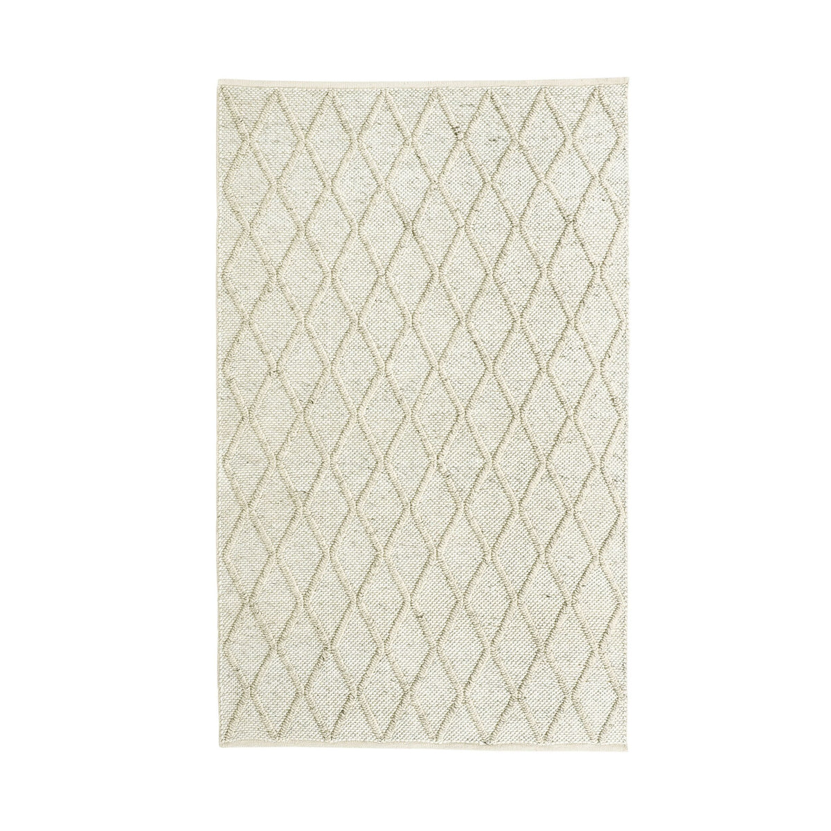 Diamond Trellis Hand Woven Wool Viscose Cream Rug 150x240cm