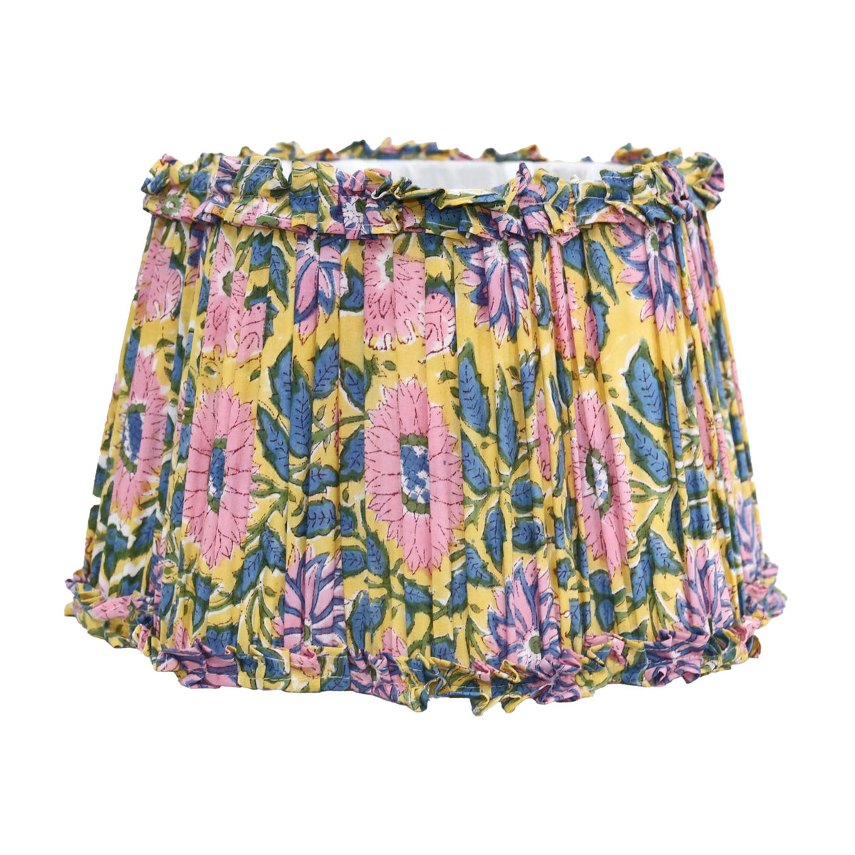 Loni Scallop Tapered Shade Mustard Floral 35cm