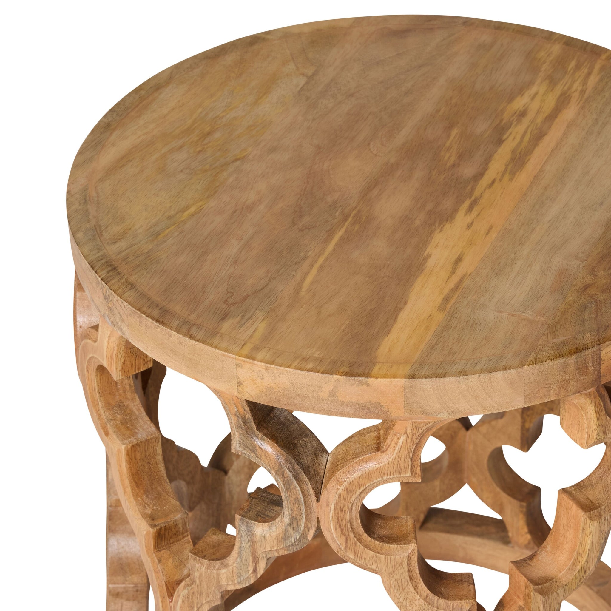 Eco Sole Carved Wooden Side Table 41.5cm