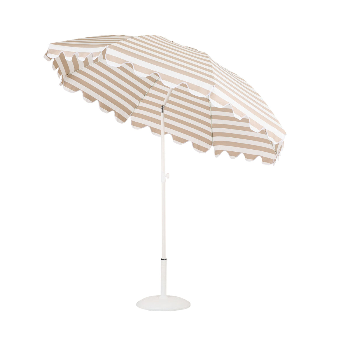 Amalfi Umbrella Scallop Edge Taupe/White Stripe