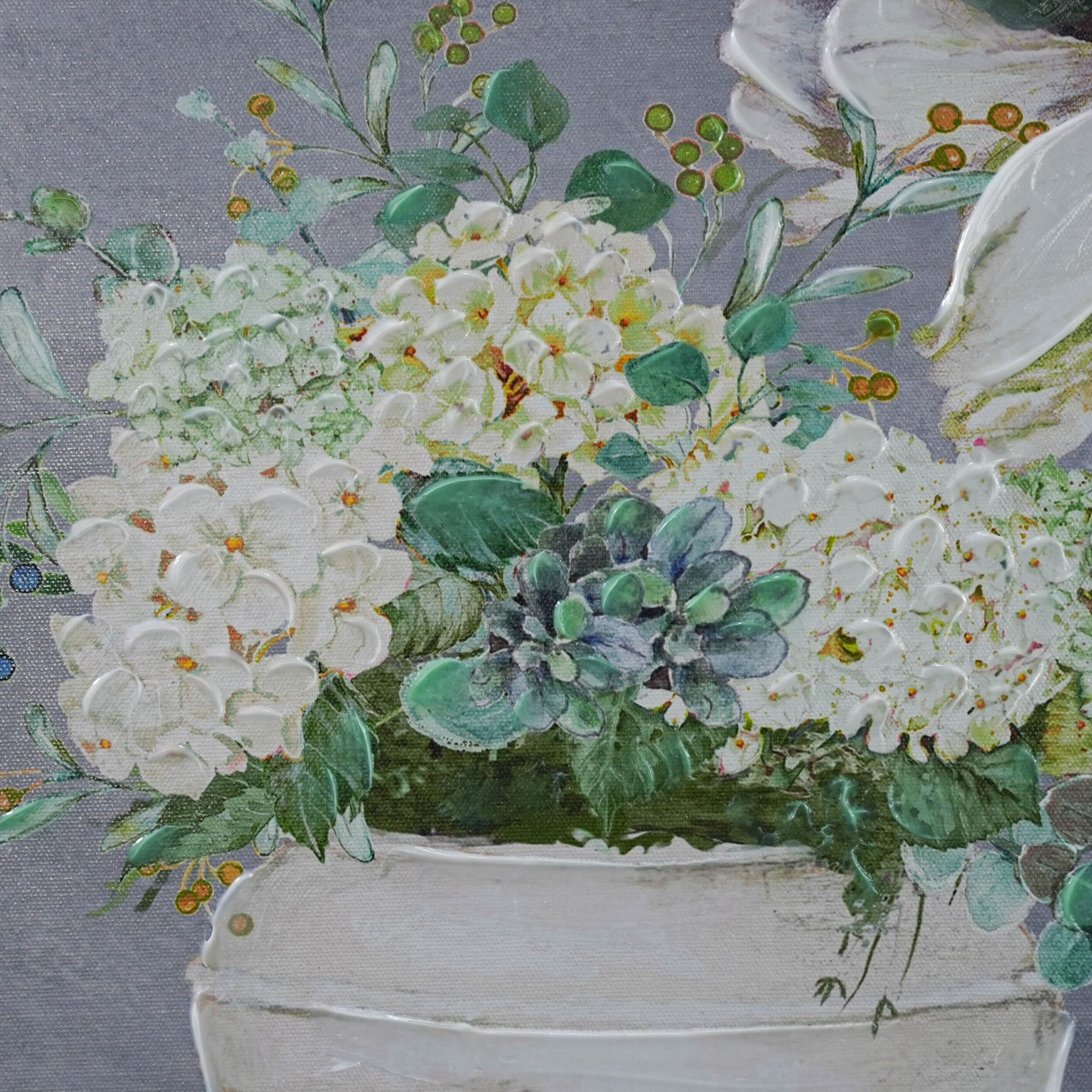 Galleries Porcelain Petals Framed Textured Print 120x60cm