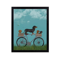 Dachshunds On Bicycle Framed Print 55x45cm