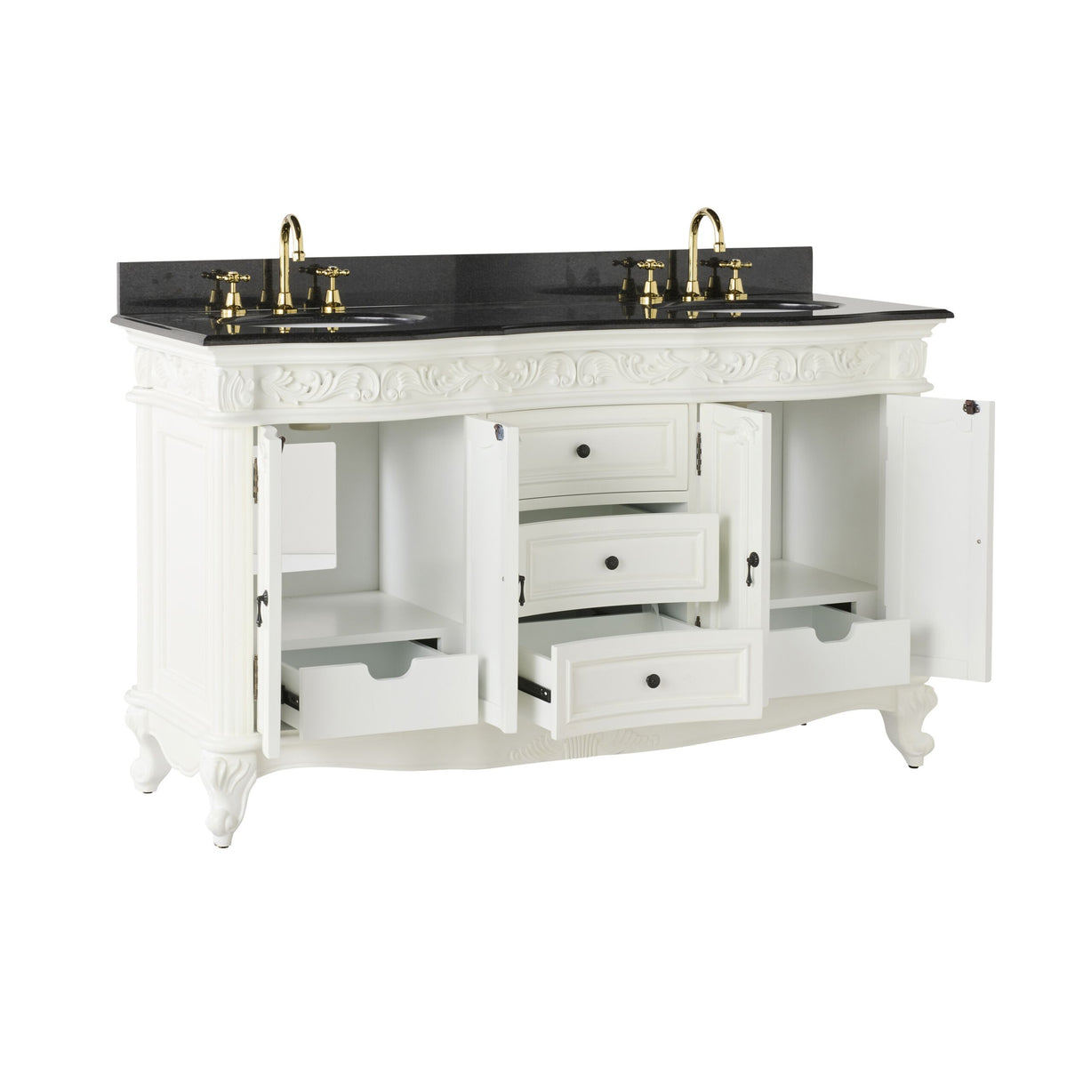 Rosette Granite Top Double Vanity White 1550mm