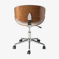 Jetson Desk Chair Timber Veneer Back Brushed Pebble Velvet