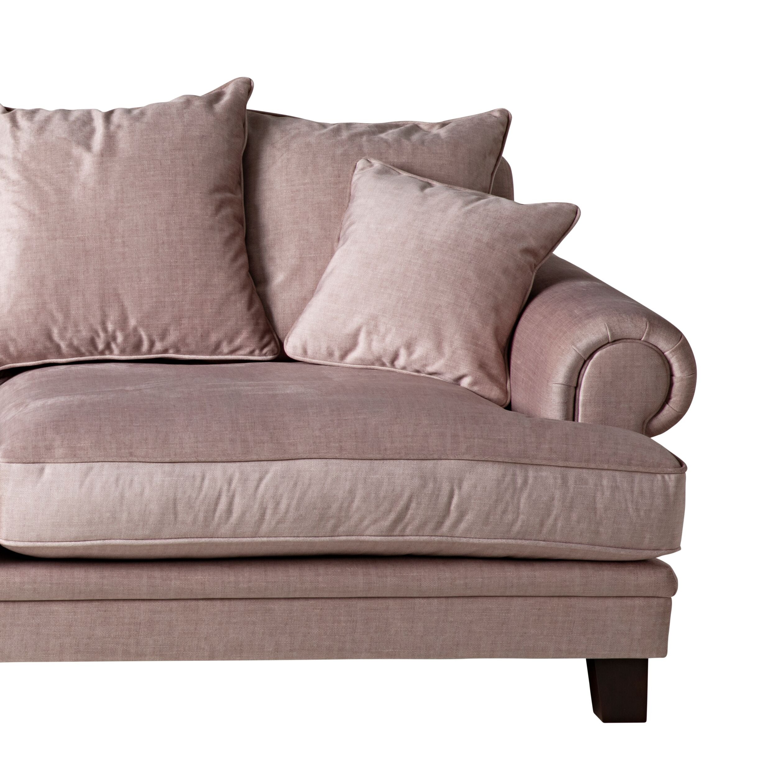 Lisette 3.5 Seater Extra Deep Luxe Velvet Sofa Pale Rose Custom C-008