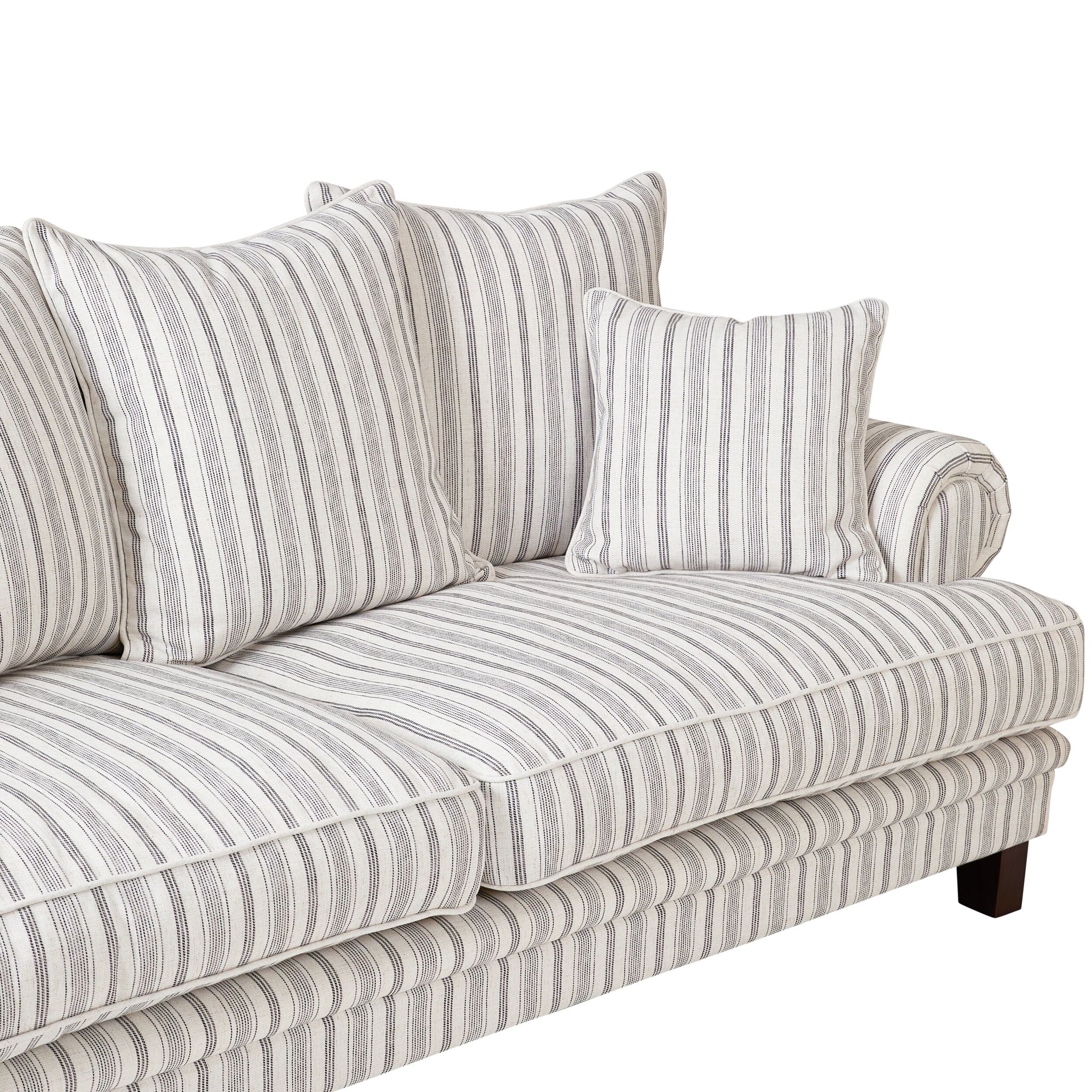 Lisette 3.5 Seater Deep Sofa Linen Stripe