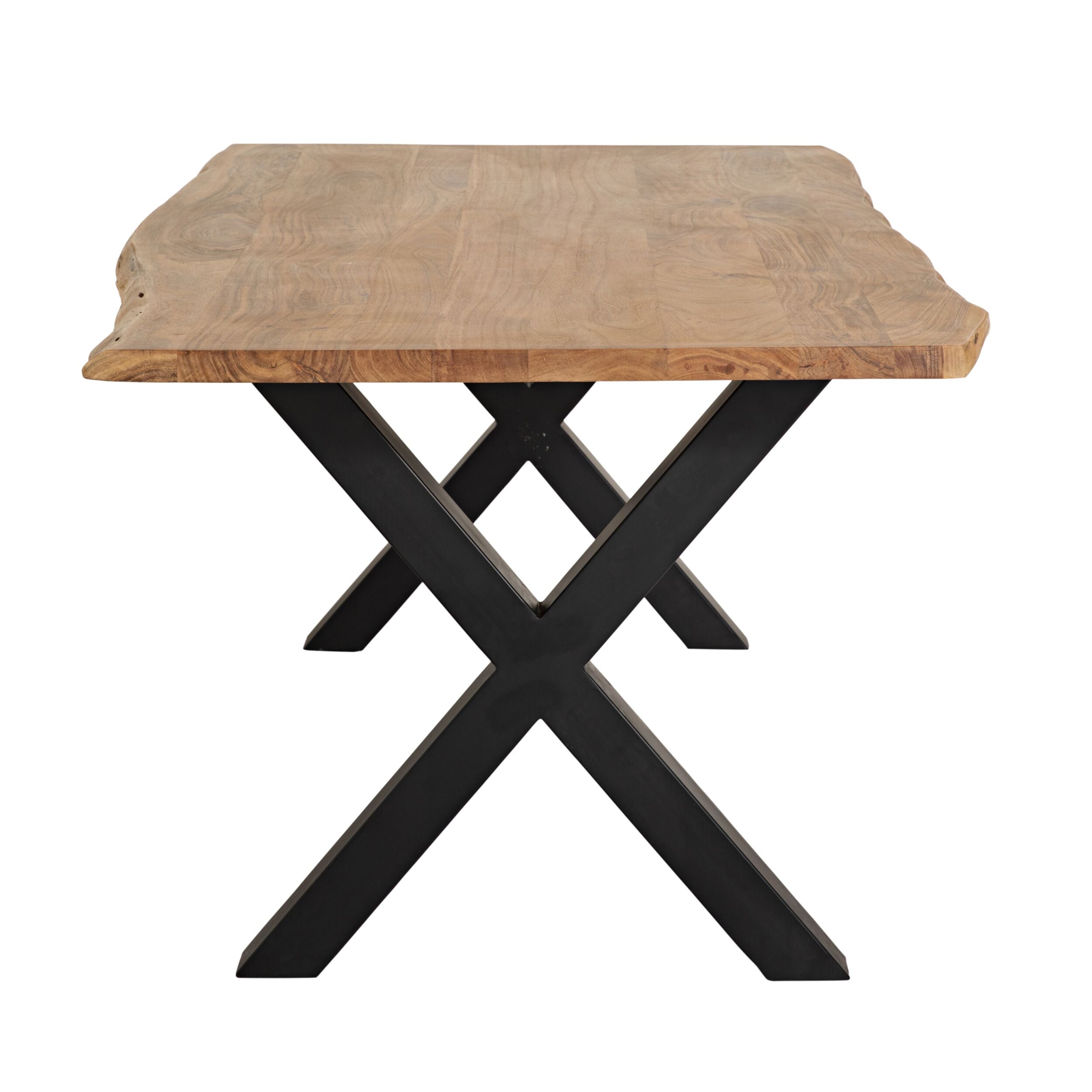 Live Edge Cross Leg Timber Dining Table 200cm