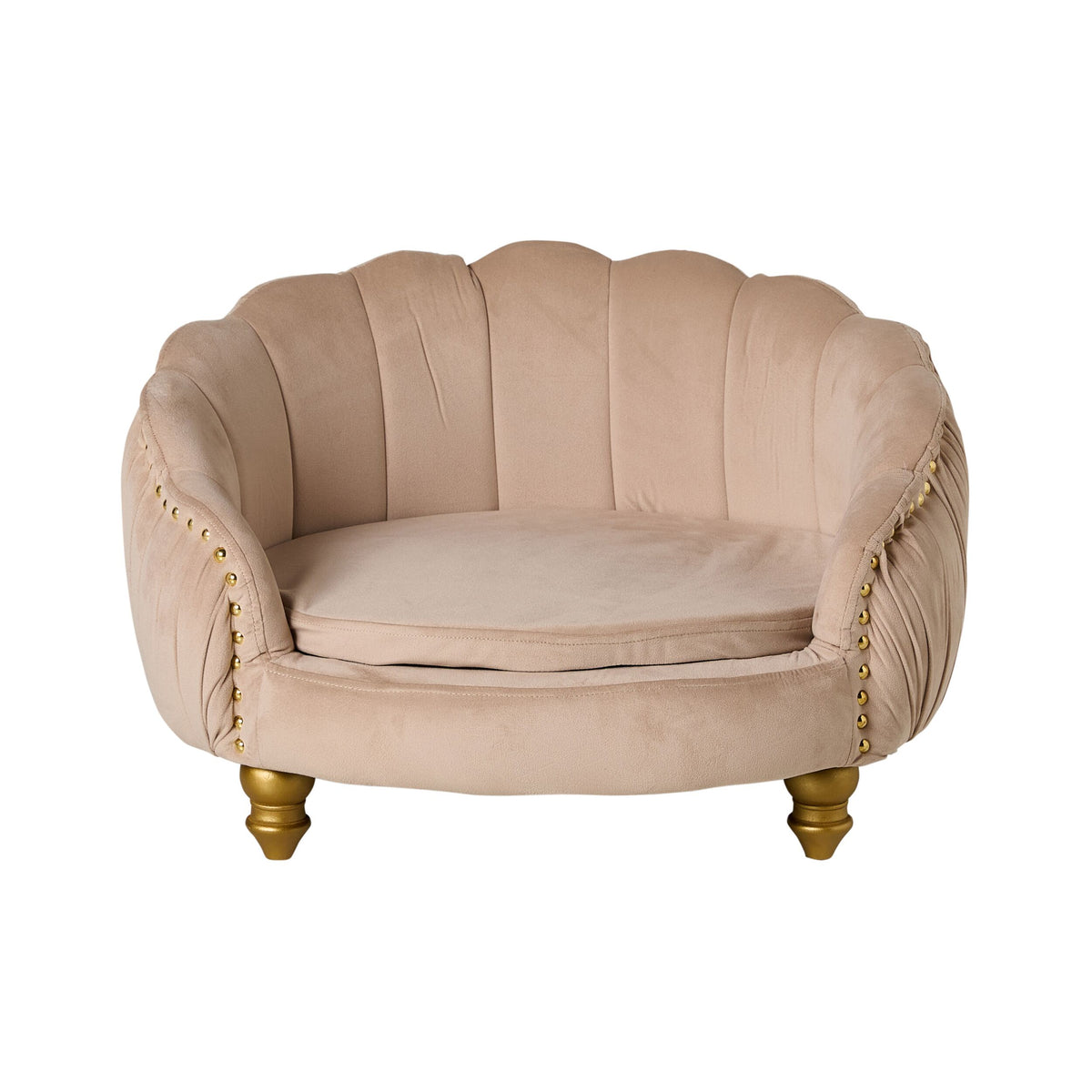 Antoinette Rouched Velvet Pet Bed Champagne