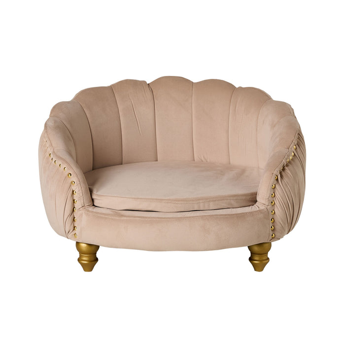 Antoinette Rouched Velvet Pet Bed Champagne