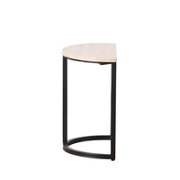 Travertine Half Moon Side Table With Black Frame 48x25x44cm