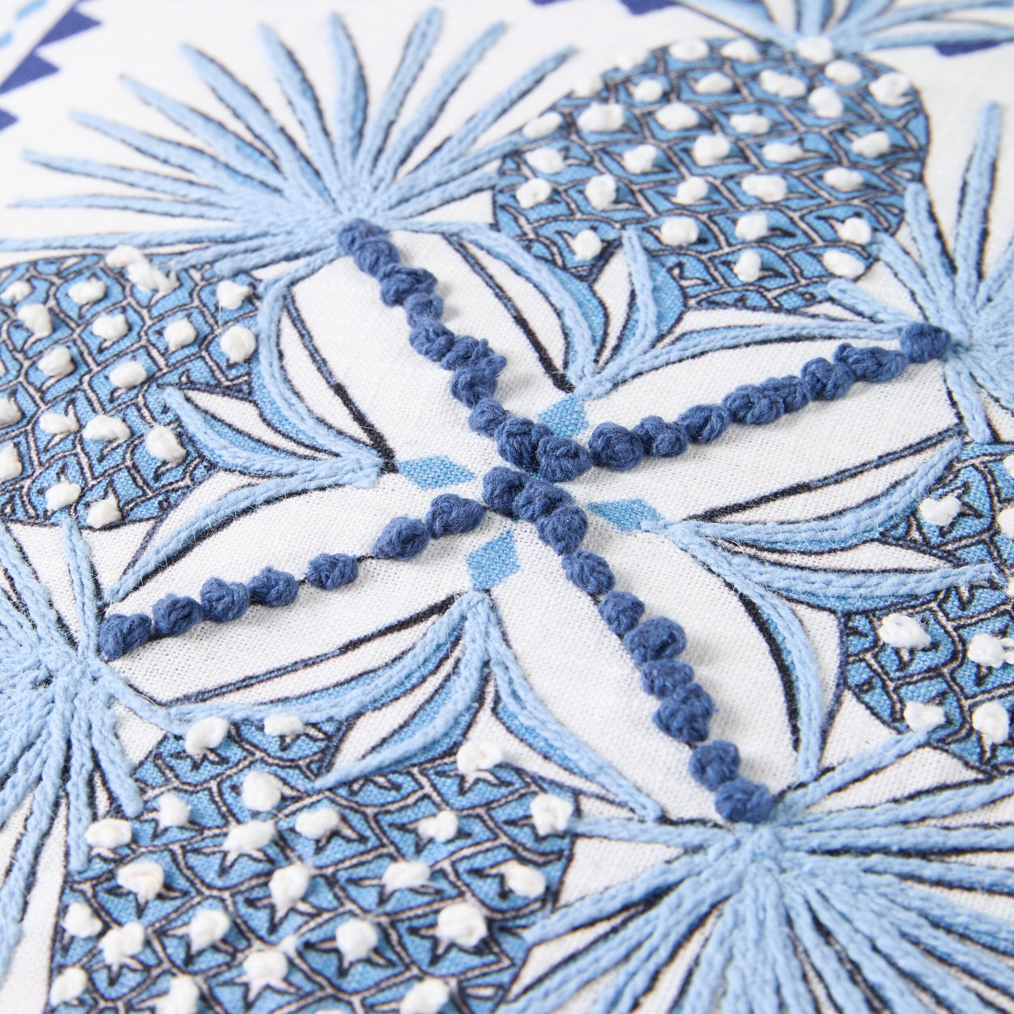 Stitch Pineapple Fan Embroidered Cushion