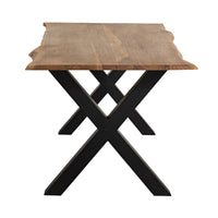 Live Edge Timber Dining Table with Cross Leg Base 180cm