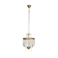 Phoenix Satin Brass 3 Light Crystal Glass Chandelier