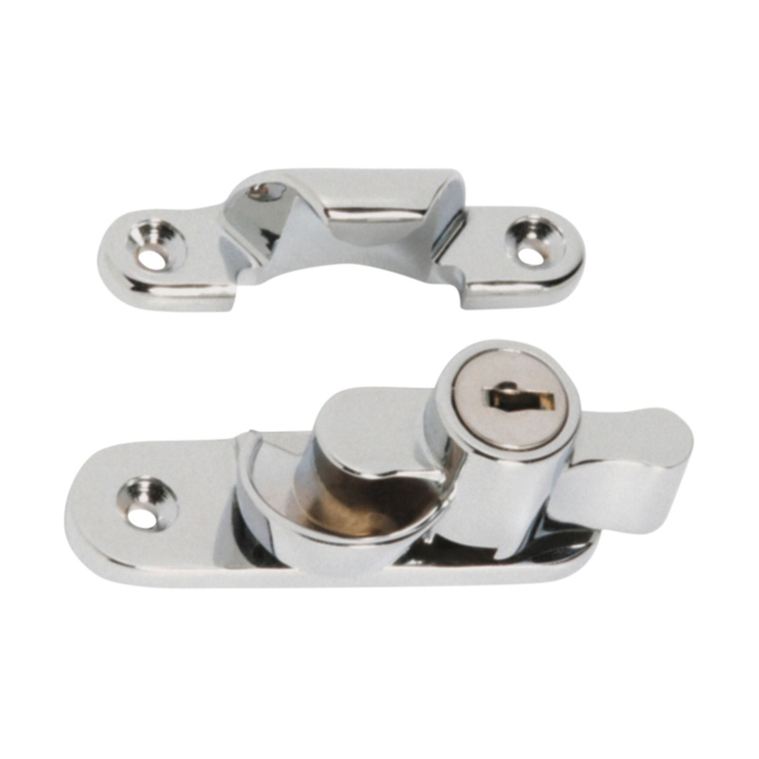 1609 Sash Fastener Locking Zinc Alloy Satin Chrome L64xW20mm