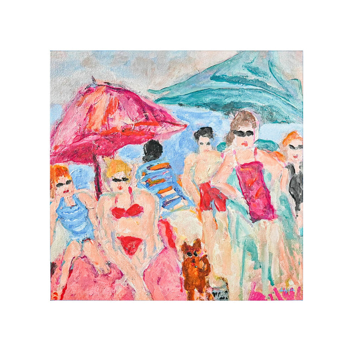 Bathing Ladies I Textured Framed Artwork 70x70cm