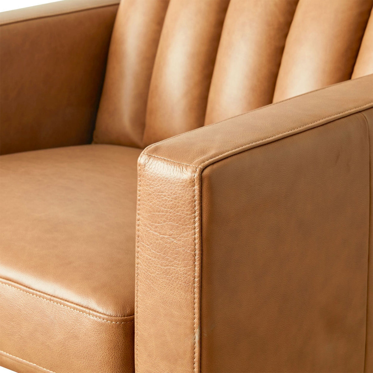 Stitch Leather Armchair Dakota Saddle