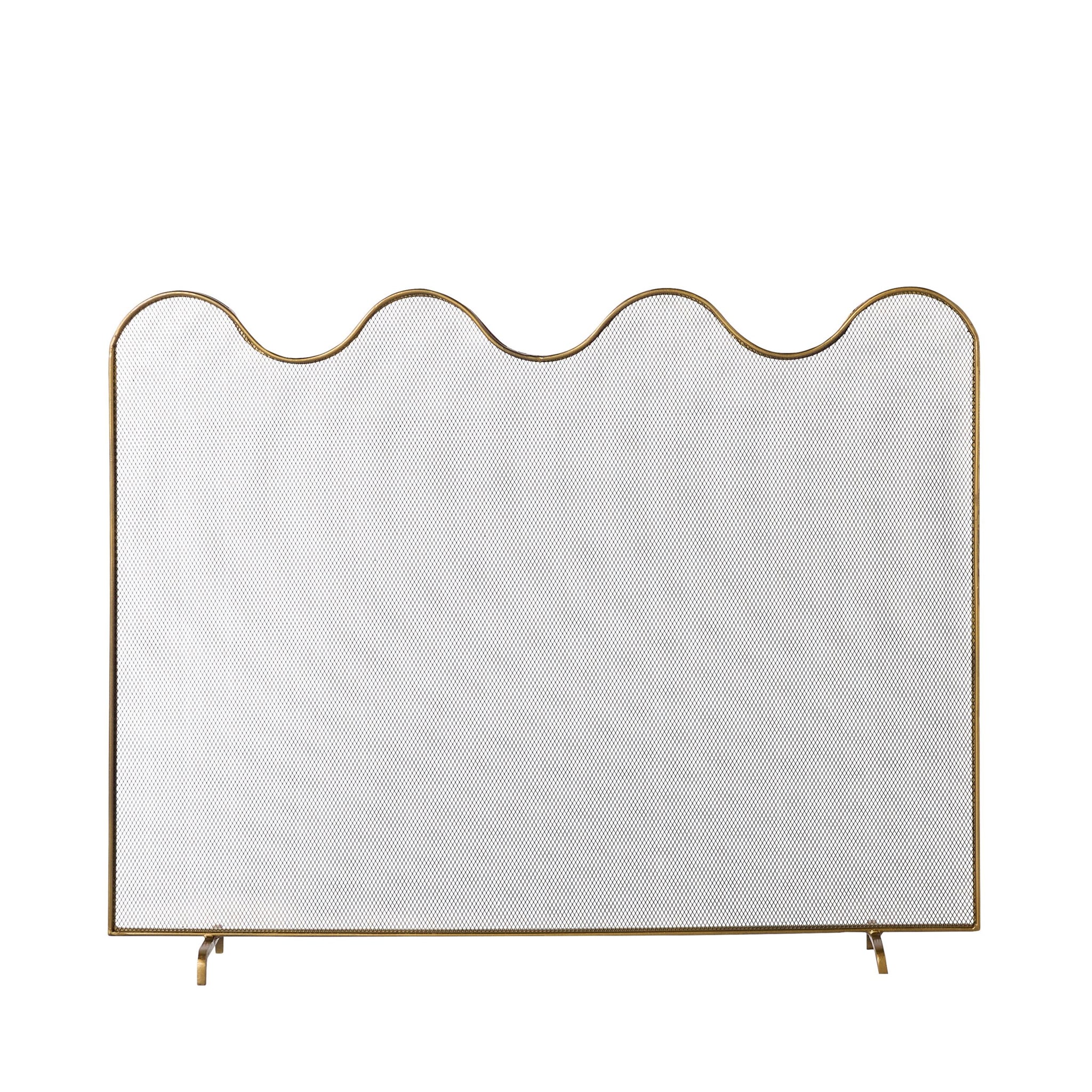 Wave Fire Screen Brass Antique