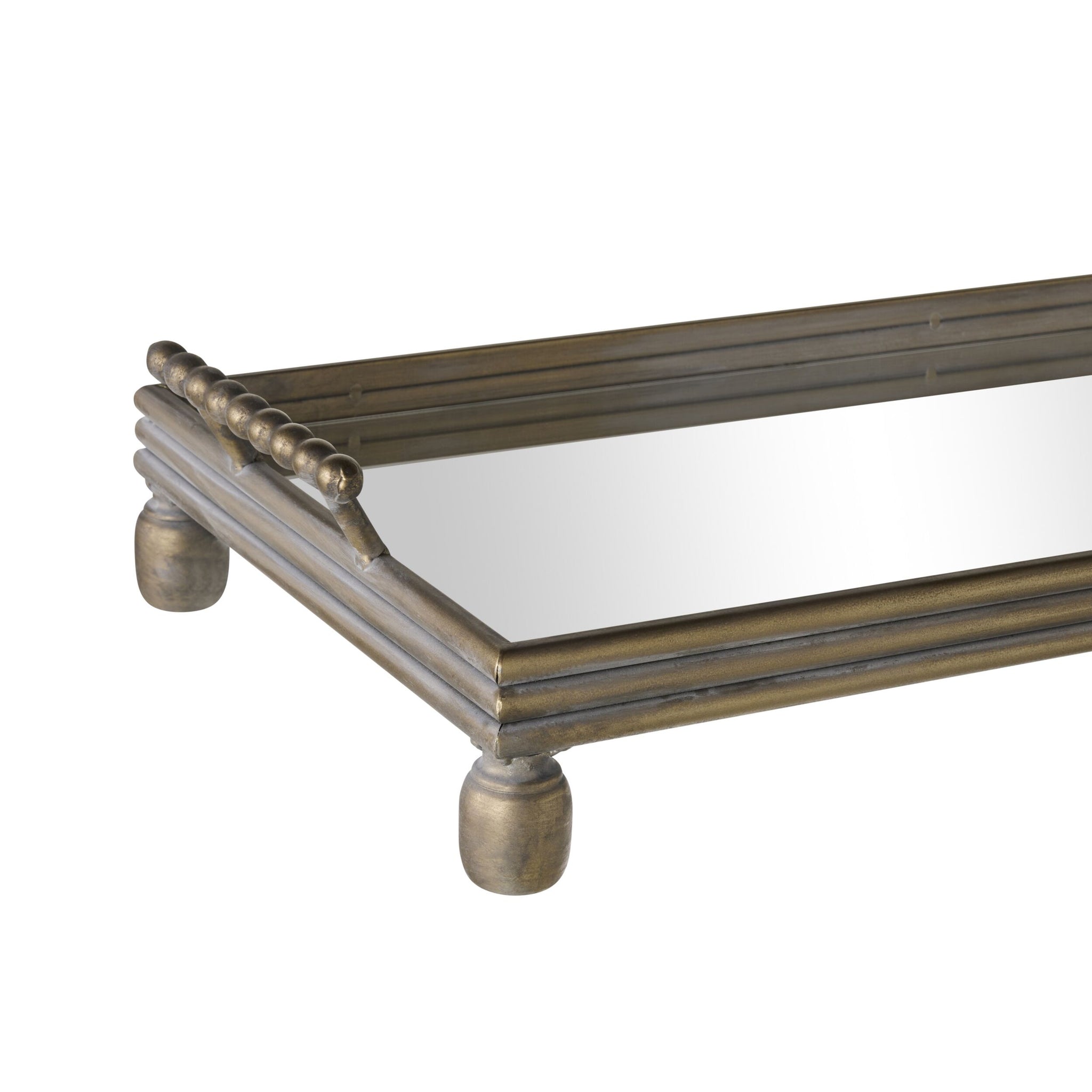 Bobble Handle Long Mirrored Tray 106cm