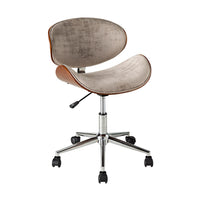 Jetson Desk Chair Timber Veneer Back Brushed Pebble Velvet