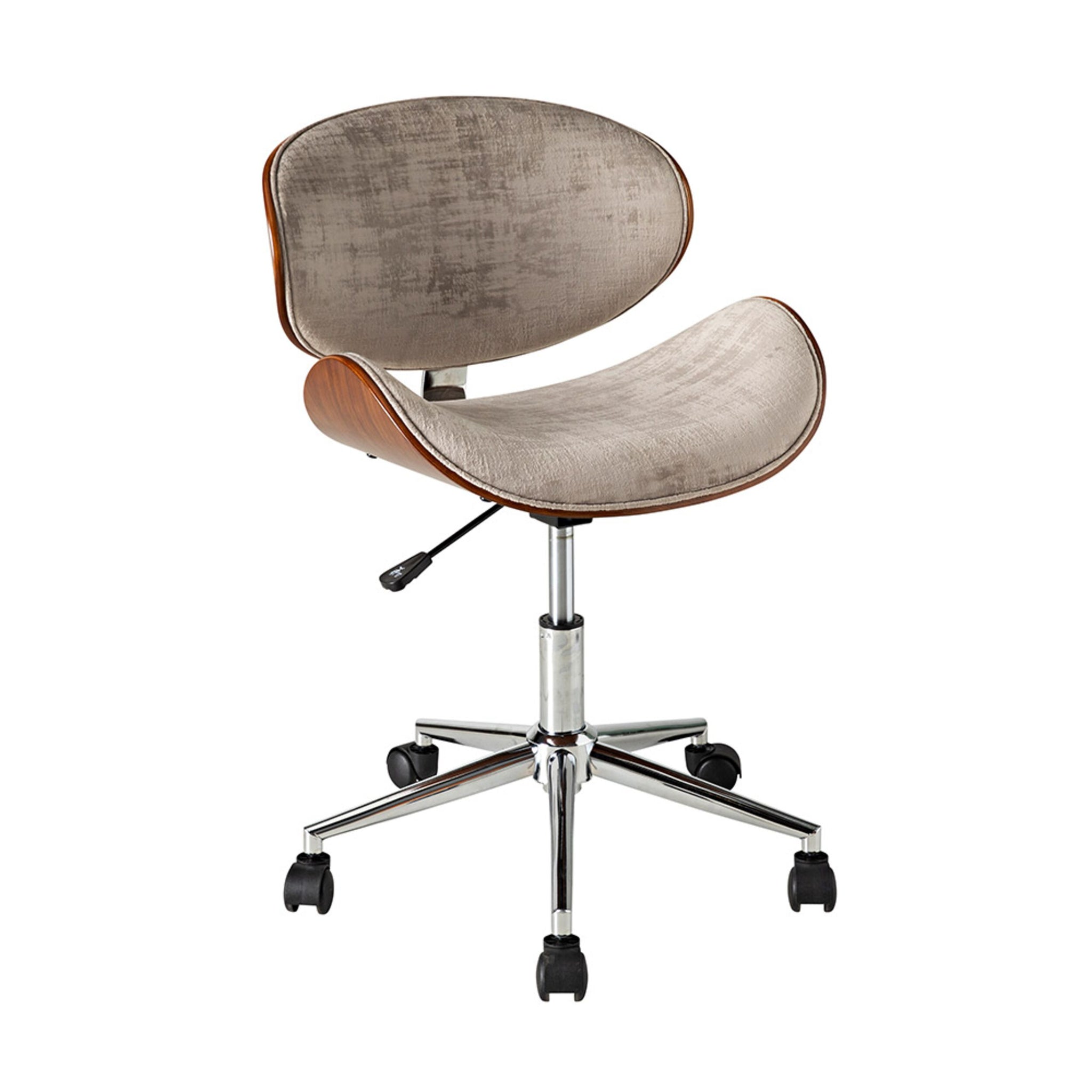 Jetson Desk Chair Timber Veneer Back Brushed Pebble Velvet