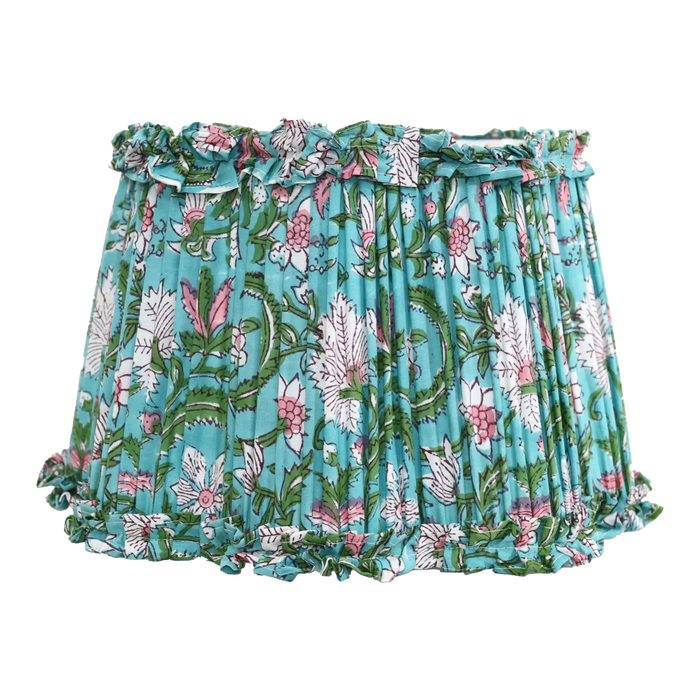 Loni Scallop Tapered Shade Aqua Floral 35cm