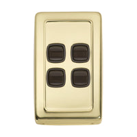 5805 Switch Flat Plate Rocker 4 Gang Brown Polished Brass H115xW72mm