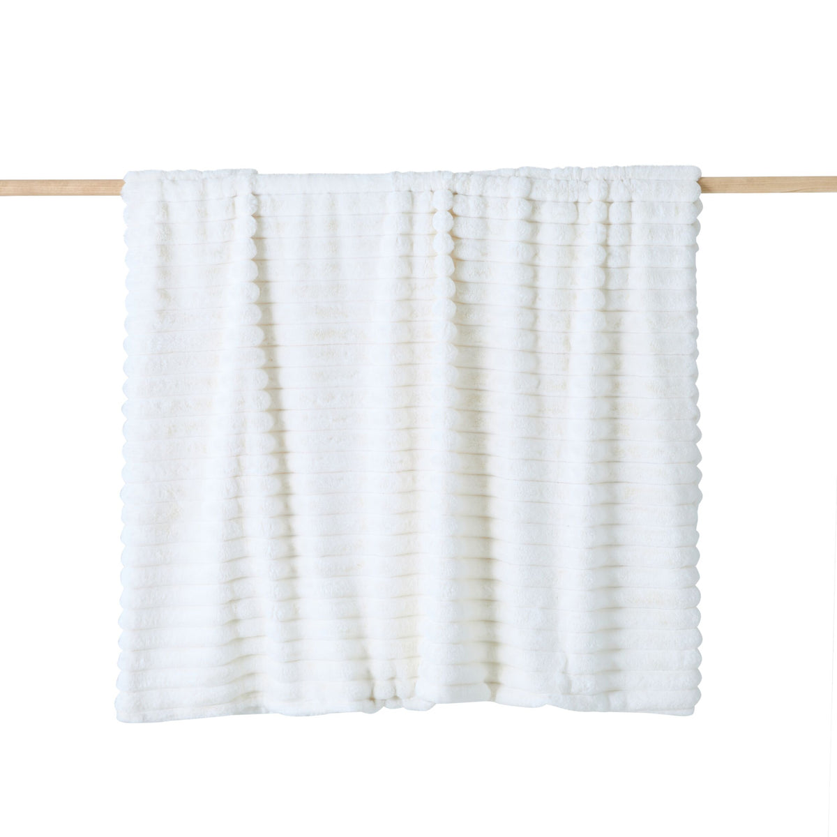 Luxe Rib Faux Fur Throw Antique White 130x170cm