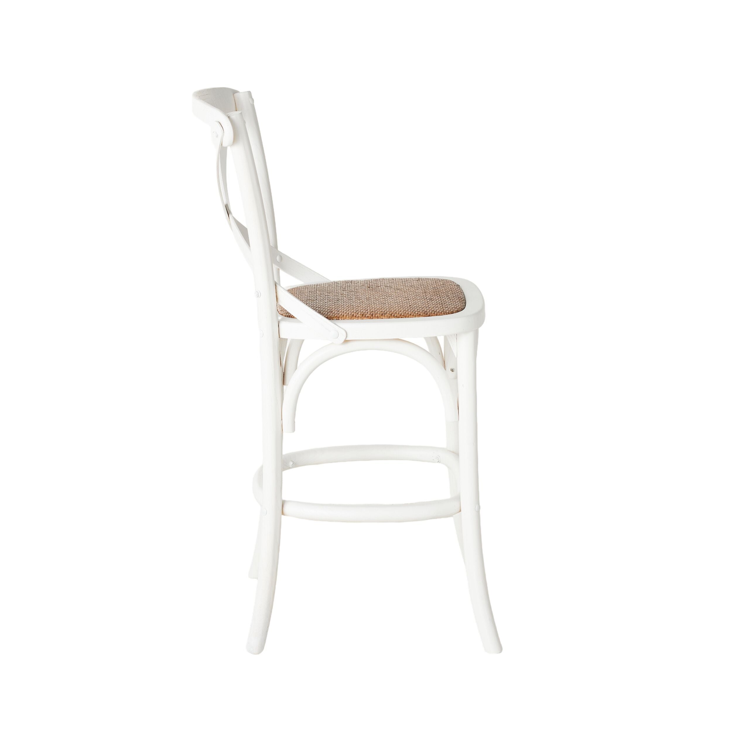 Provincial Cross Back Dining Stool Crisp White