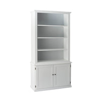 Armand 2 Door Library Shelving Unit 124 x 240cm White with Grey detail