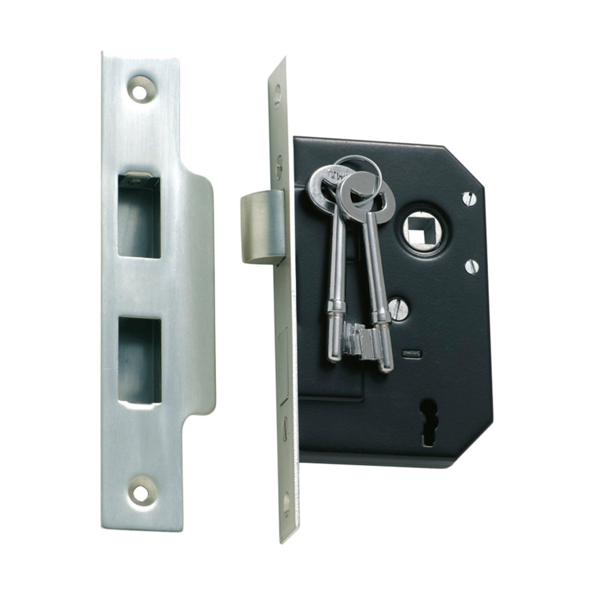 1132 Mortice Lock 3 Lever Satin Chrome CTC57mm Backset 44mm