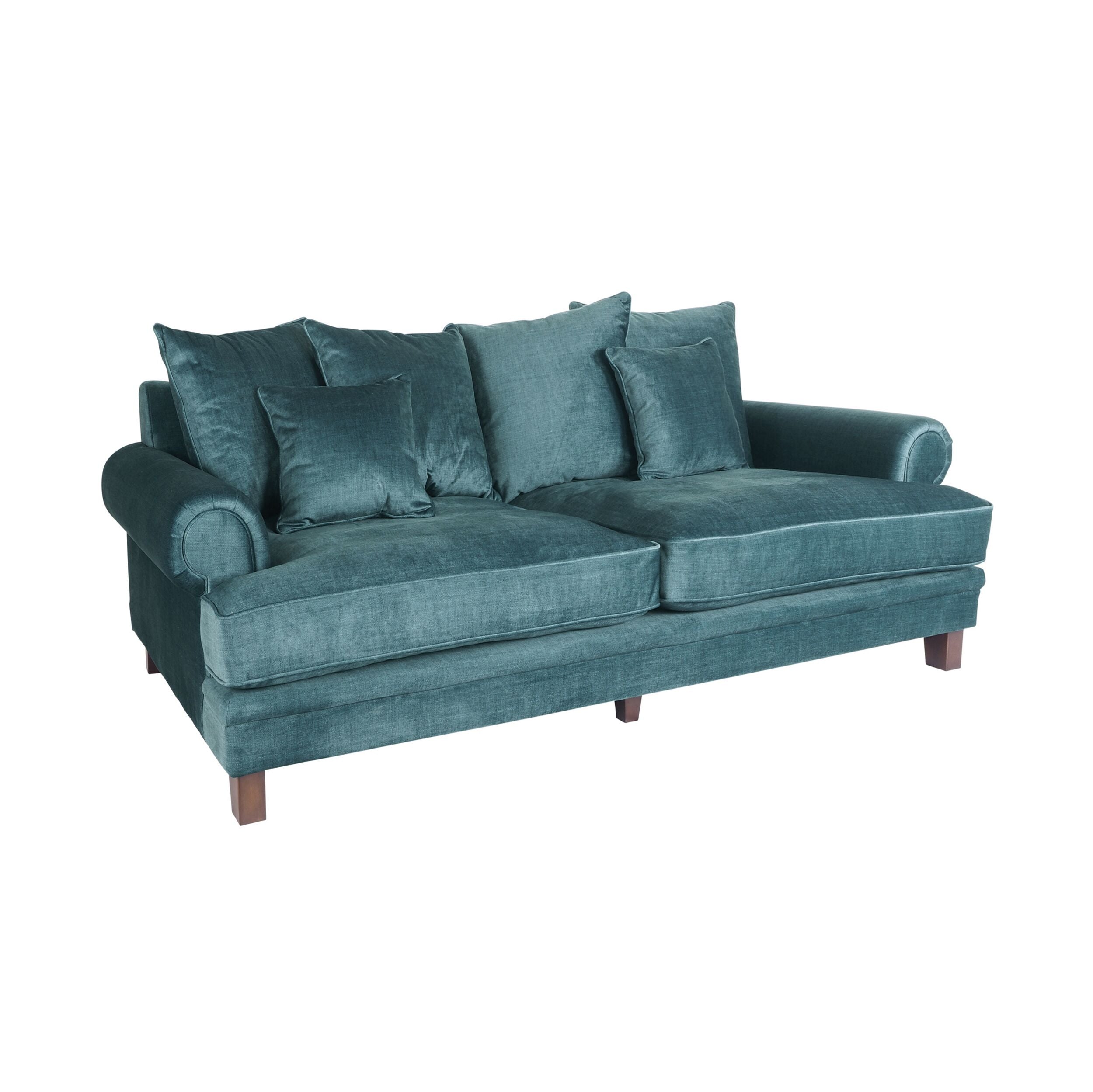 Lisette 3.5 Seater Velvet Deep Sofa Aura Emerald