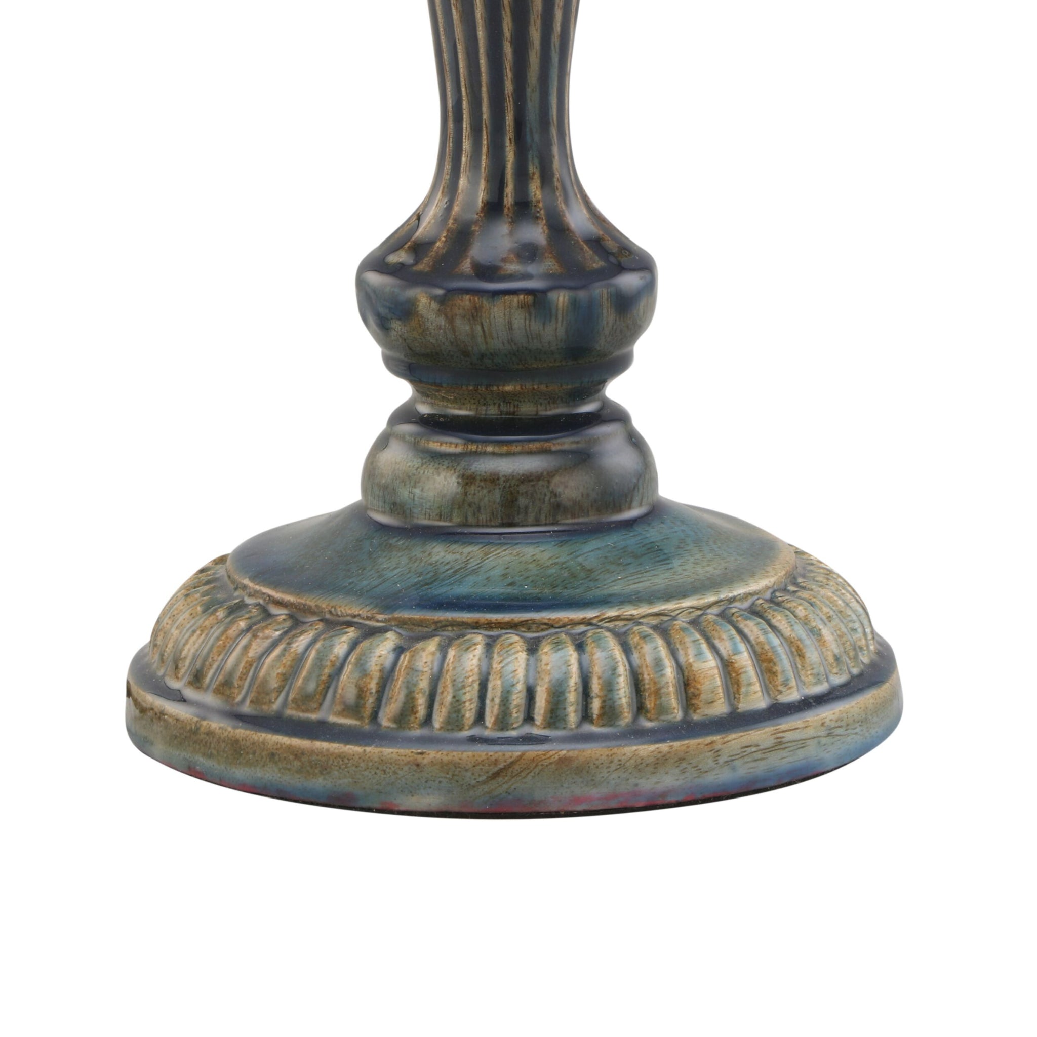Zarina Meena Teal Blue Wooden Table Lamp Base 13x13x36cm