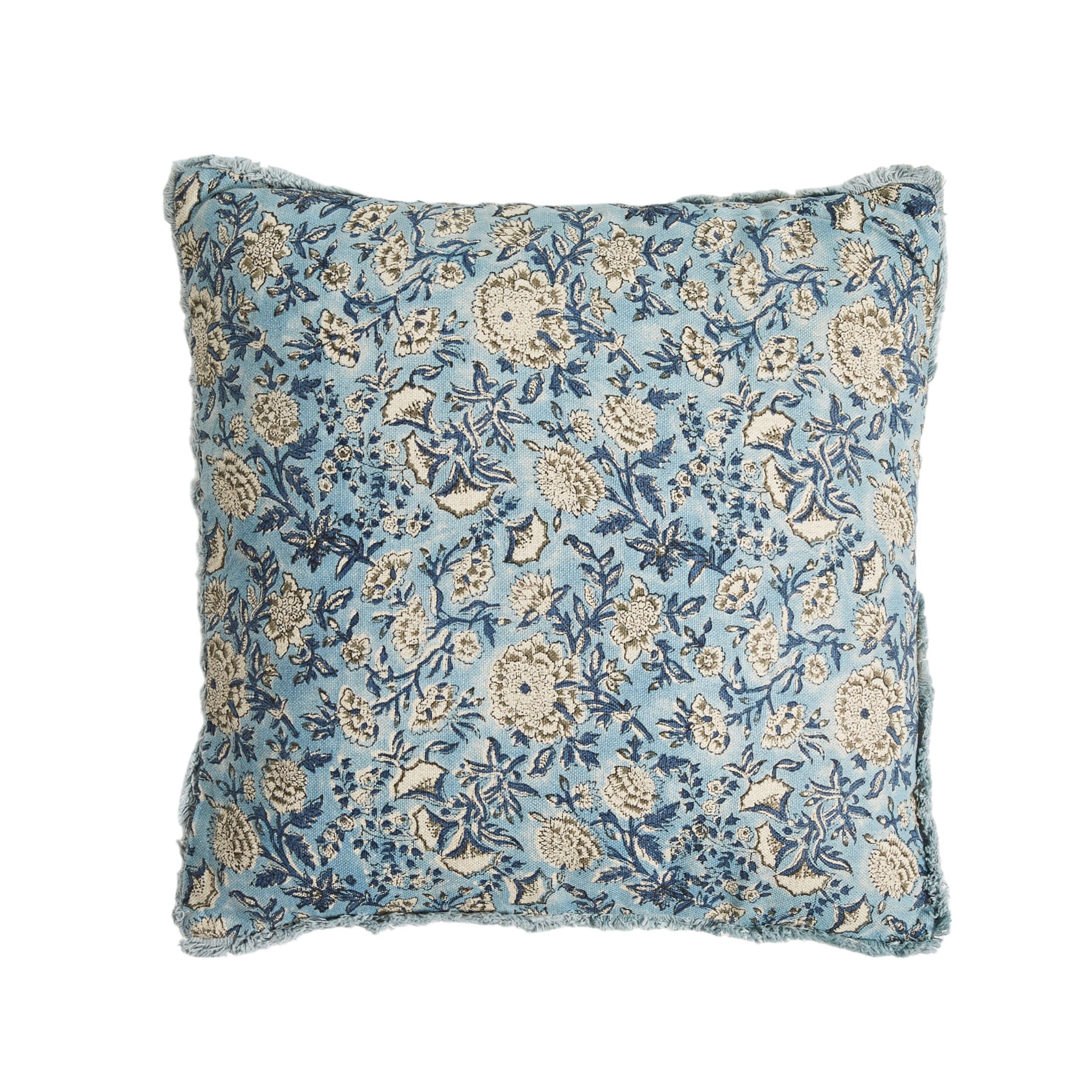 Tansy Handblocked Navy Square Cushion 40x40cm