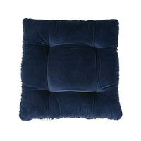 Sabine Embroidered Cotton Velvet Seat Cushion Navy