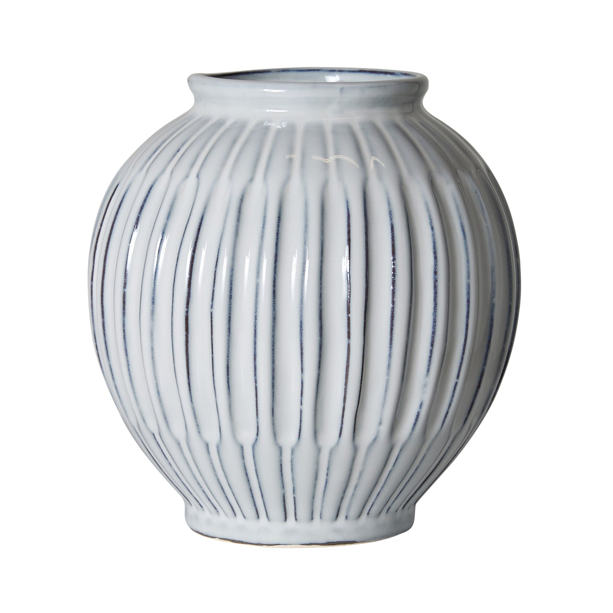 Salerno Ribbed Round Ceramic Vase