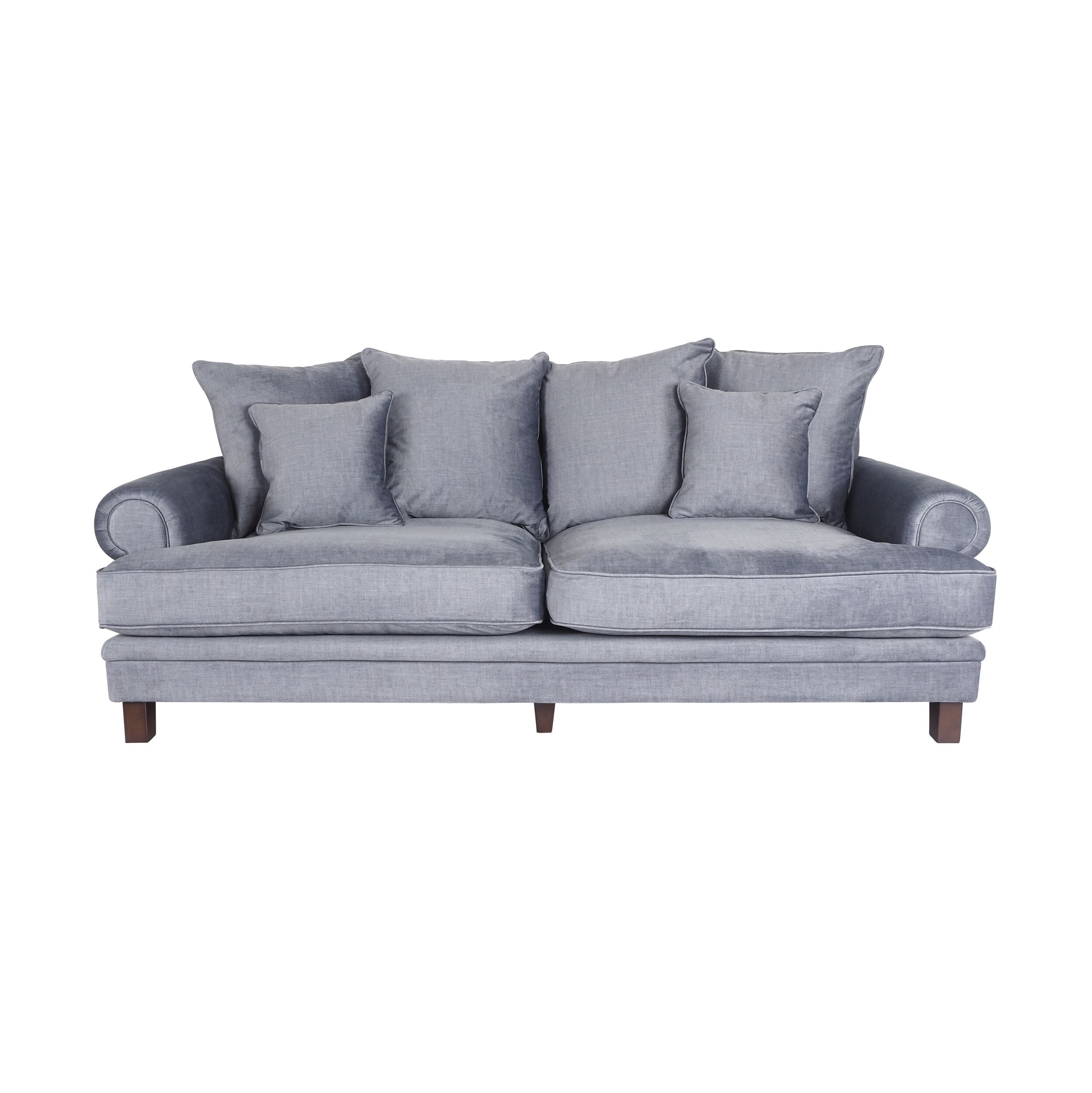 Lisette 3.5 Seater Velvet Sofa Aura Storm