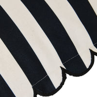 Aruba Scallop Edge Stripe Black Lumbar Cushion 70x35cm