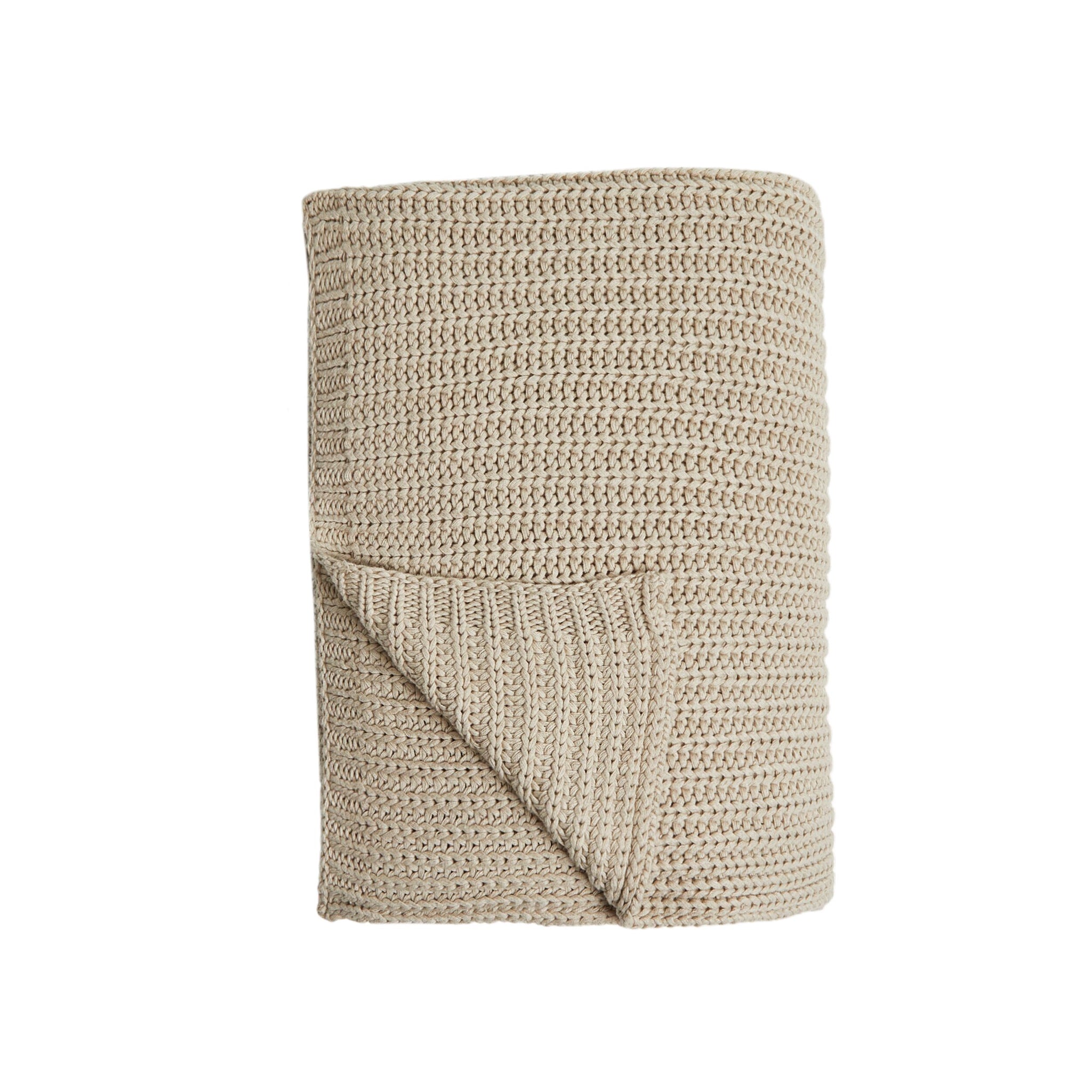 Marley Rib Knitted Blanket Stone 200X150cm