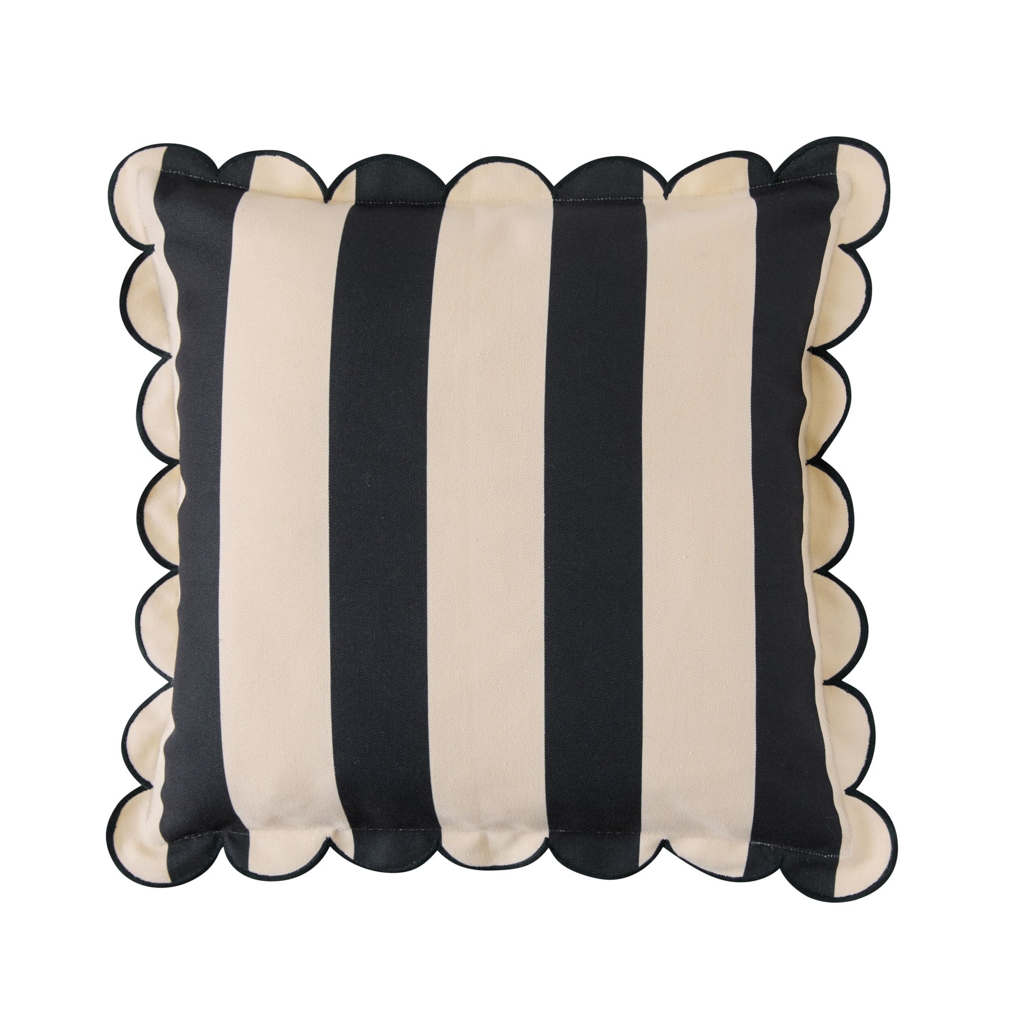 Aruba Scallop Edge Stripe Outdoor Cushion Onyx 45x45cm