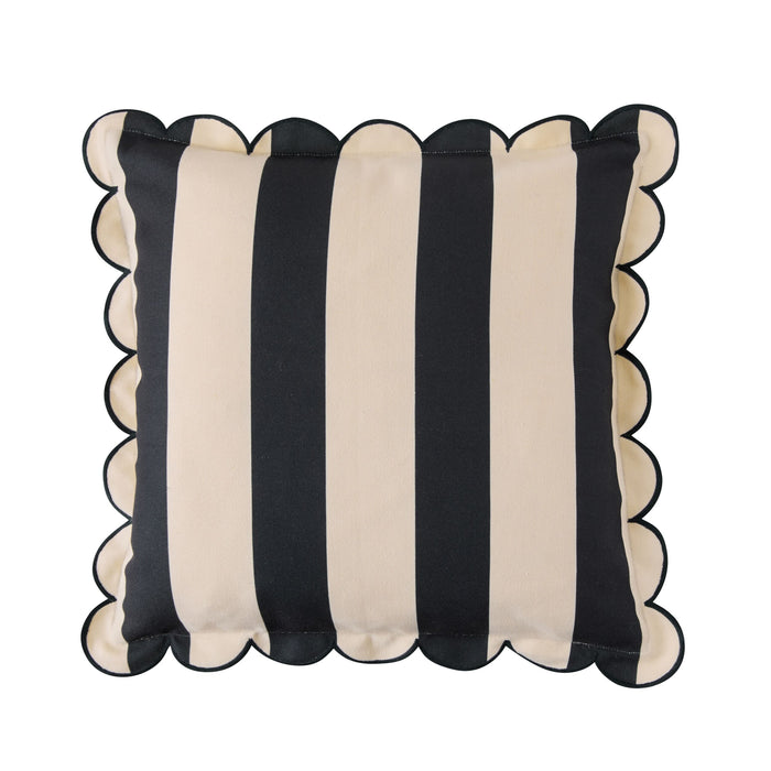 Aruba Scallop Edge Stripe Outdoor Cushion Onyx 45x45cm