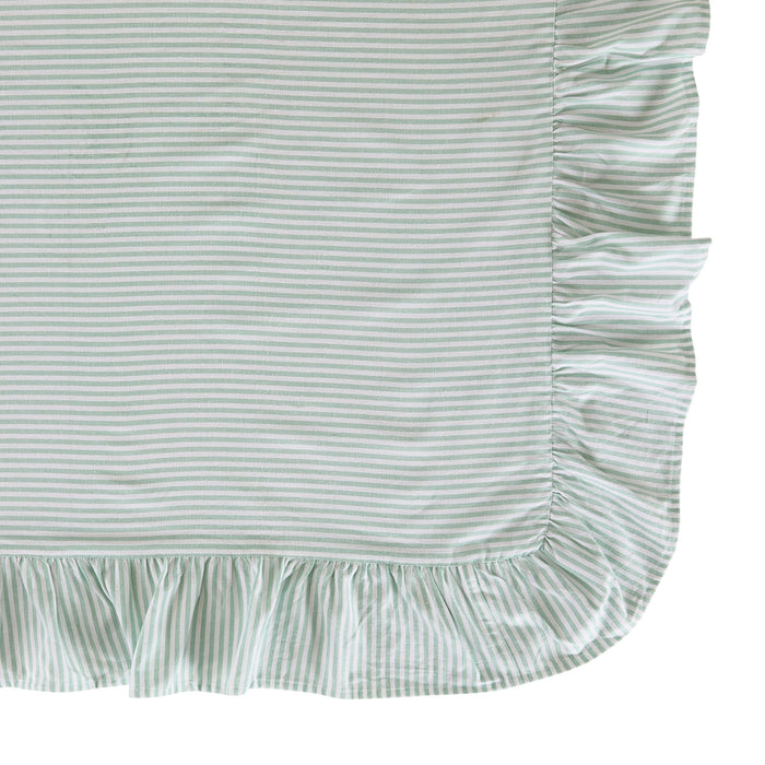 Marais Ruffle Stripe Tablecloth Pine Green