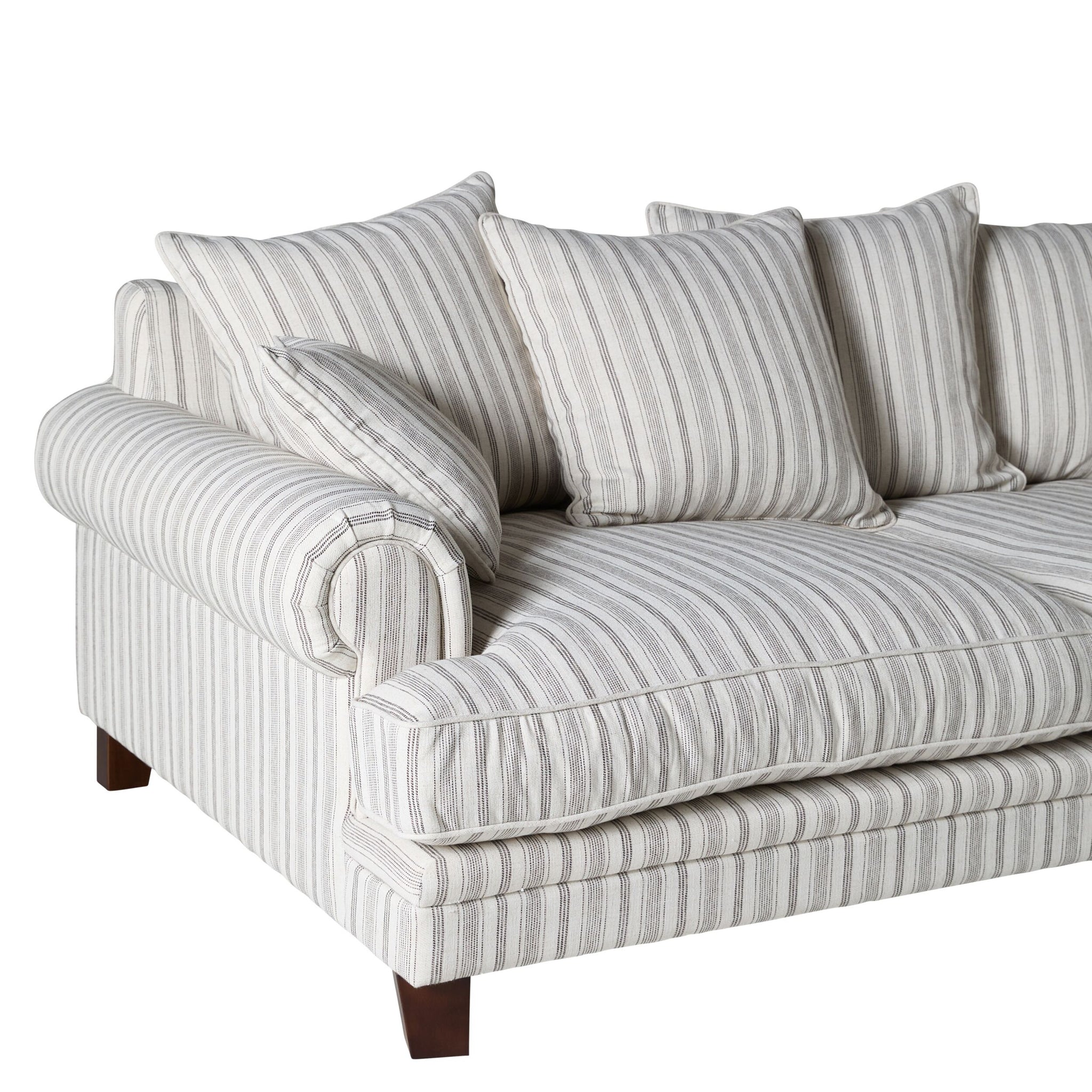 Lisette 3.5 Seater Deep Sofa Linen Stripe