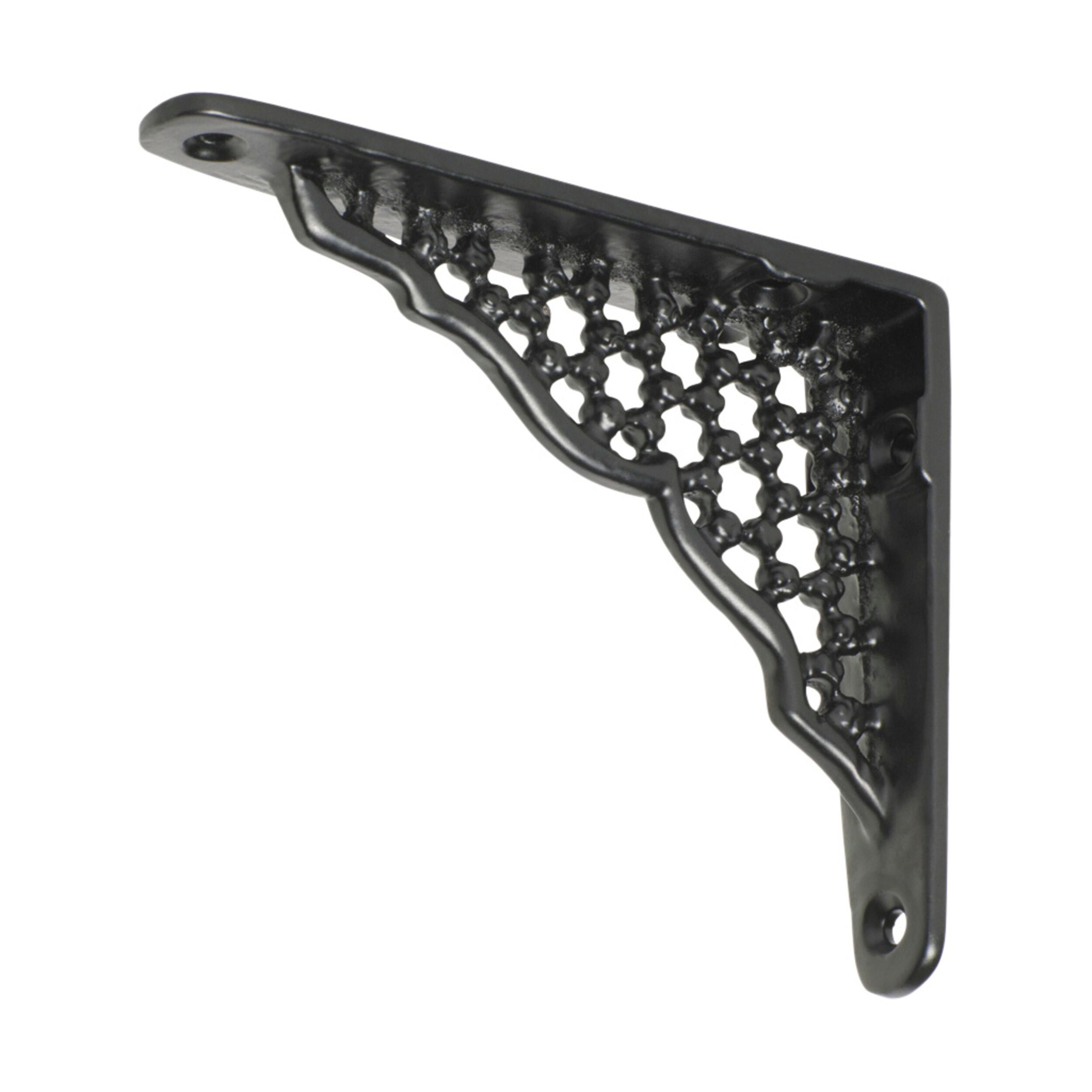 1544 Shelf Bracket Iron Ornate Matte Black H80xP100mm