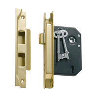 1139 Mortice Lock 3 Lever Rebated Polished Brass CTC57mm Backset 57mm