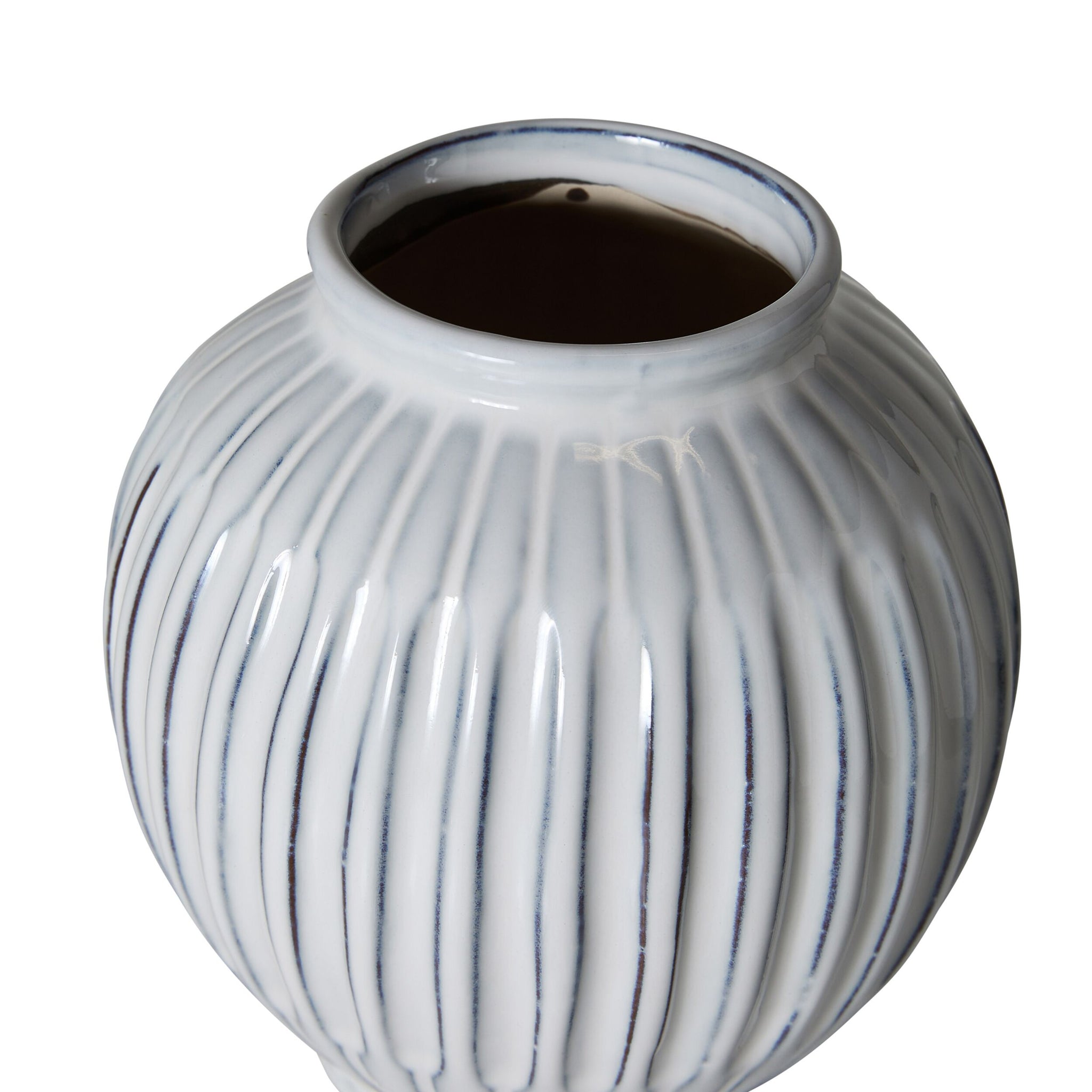 Salerno Ribbed Round Ceramic Vase